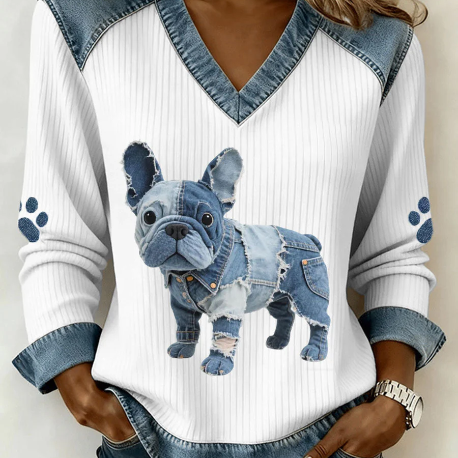 Anca – Patchwork Pulover s Psićem