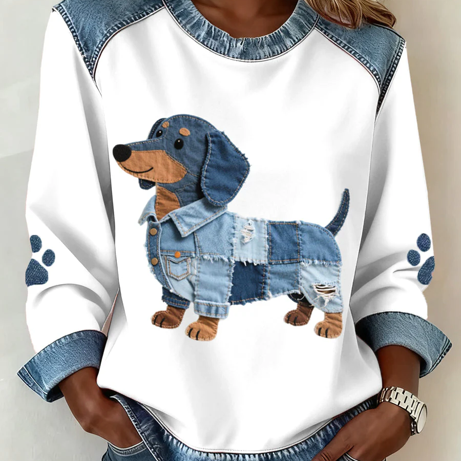 Anca – Patchwork Pulover s Psićem