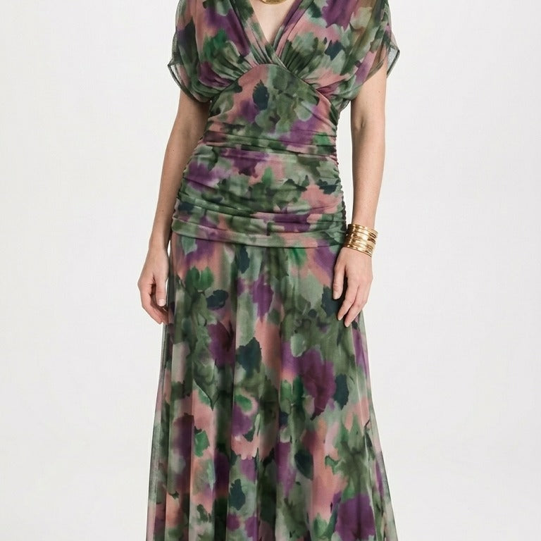 Lara | Elegantna Maxi Haljina za Svečane Prilike s V-izrezom