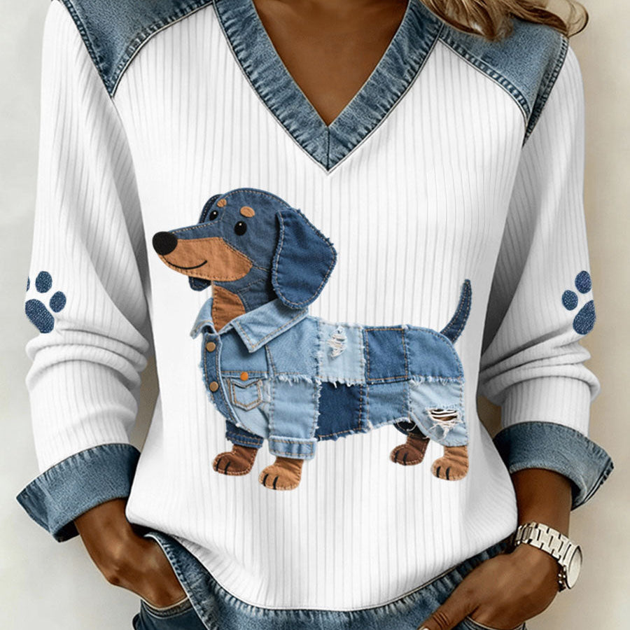Anca – Patchwork Pulover s Psićem