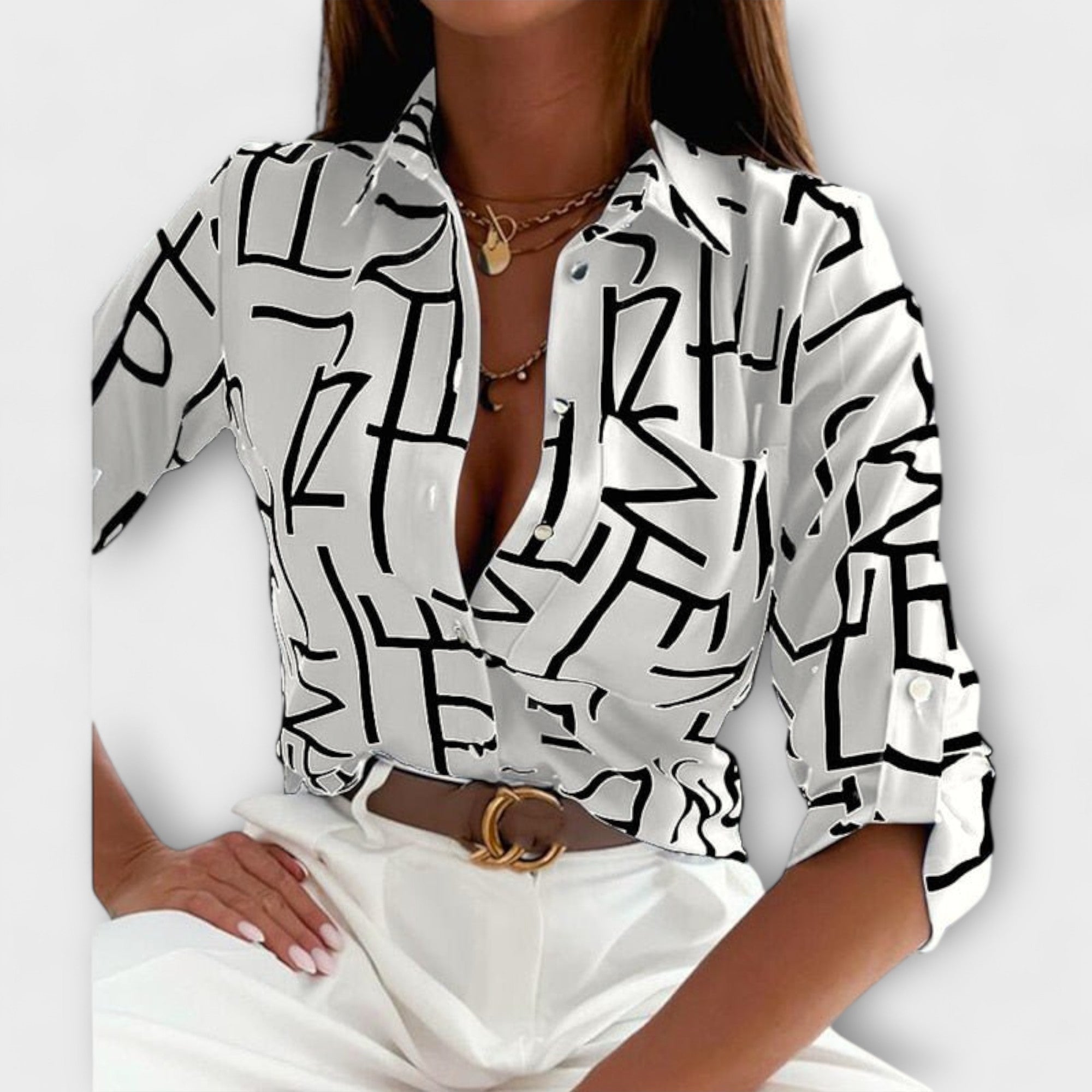 Ljubomira – Sofisticirana Geometrijska Bluza